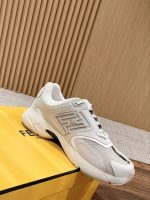 FENDY FASTER TRAINERS WHITE NUBUCK LEATHER LOW TOPS – FDS019