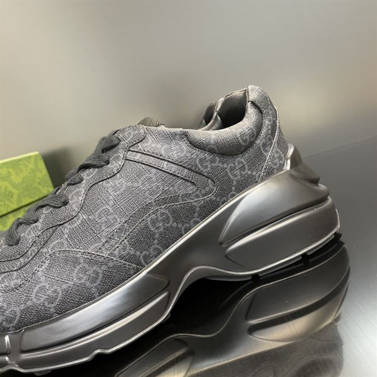 GUCCI BLACK RHYTHON MONOGRAM-PRINT CANVAS LOW-TOP SNEAKERS – GCC102