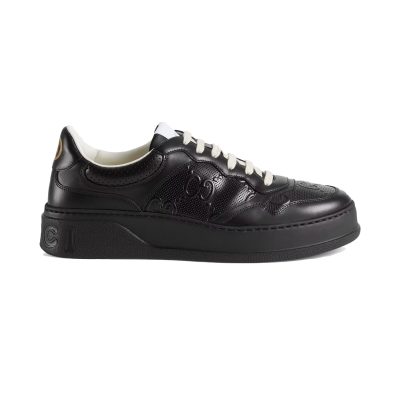 GUCCI MEN’S GG EMBOSSED SNEAKER BLACK LEATHER – GCC004