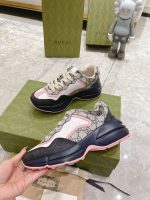 GUCCI RHYTON GG-MONOGRAM LEATHER-TRIM CANVAS TRAINERS – GCC106