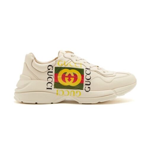 GUCCI RHYTON LOGO PRINT LOW TOP LEATHER TRAINERS – GCC009
