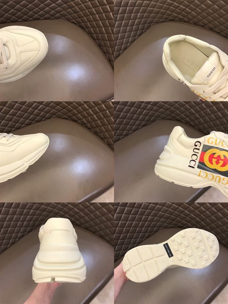 GUCCI RHYTON LOGO PRINT LOW TOP LEATHER TRAINERS – GCC009
