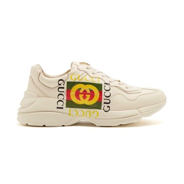 GUCCI RHYTON LOGO PRINT LOW TOP LEATHER TRAINERS – GCC009