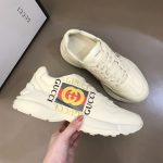 GUCCI RHYTON LOGO PRINT LOW TOP LEATHER TRAINERS – GCC009