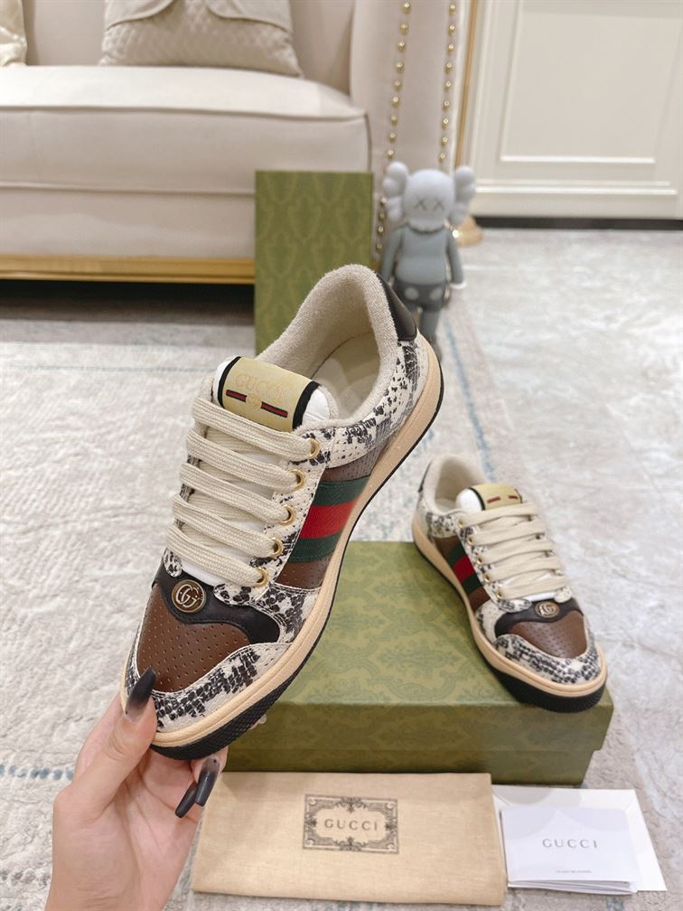GUCCI SCREENER PYTHON-EMBOSSED LEATHER SNEAKER – GCC108