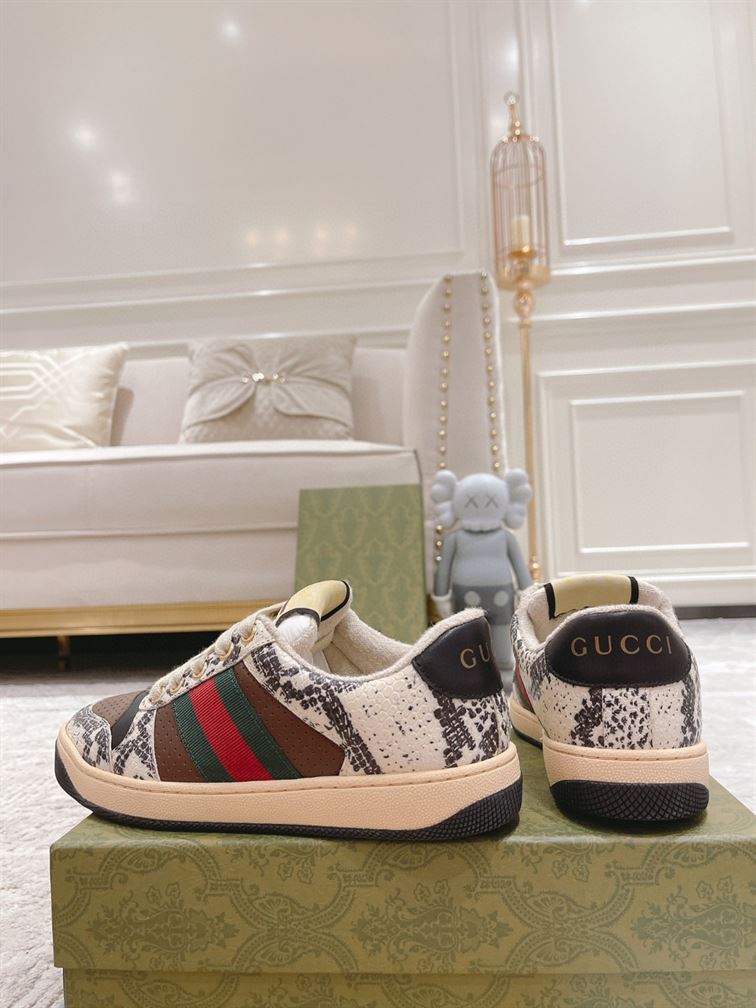 GUCCI SCREENER PYTHON-EMBOSSED LEATHER SNEAKER – GCC108