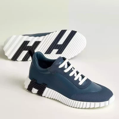 Hermes Men’s Bouncing Sneakers in Blue Leather – HM008