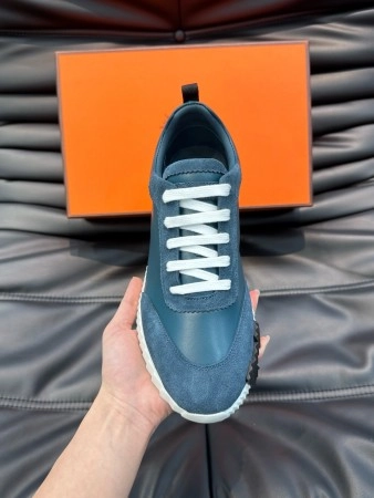 Hermes Men’s Bouncing Sneakers in Blue Leather – HM008