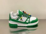 LOUIS VUITTON TRAINER MAXI LOW-TOP SNEAKERS IN WHITE AND GREEN – LVS113