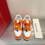 LOUIS VUITTON TRAINER MAXI LOW-TOP SNEAKERS IN WHITE AND ORANGE – LVS115