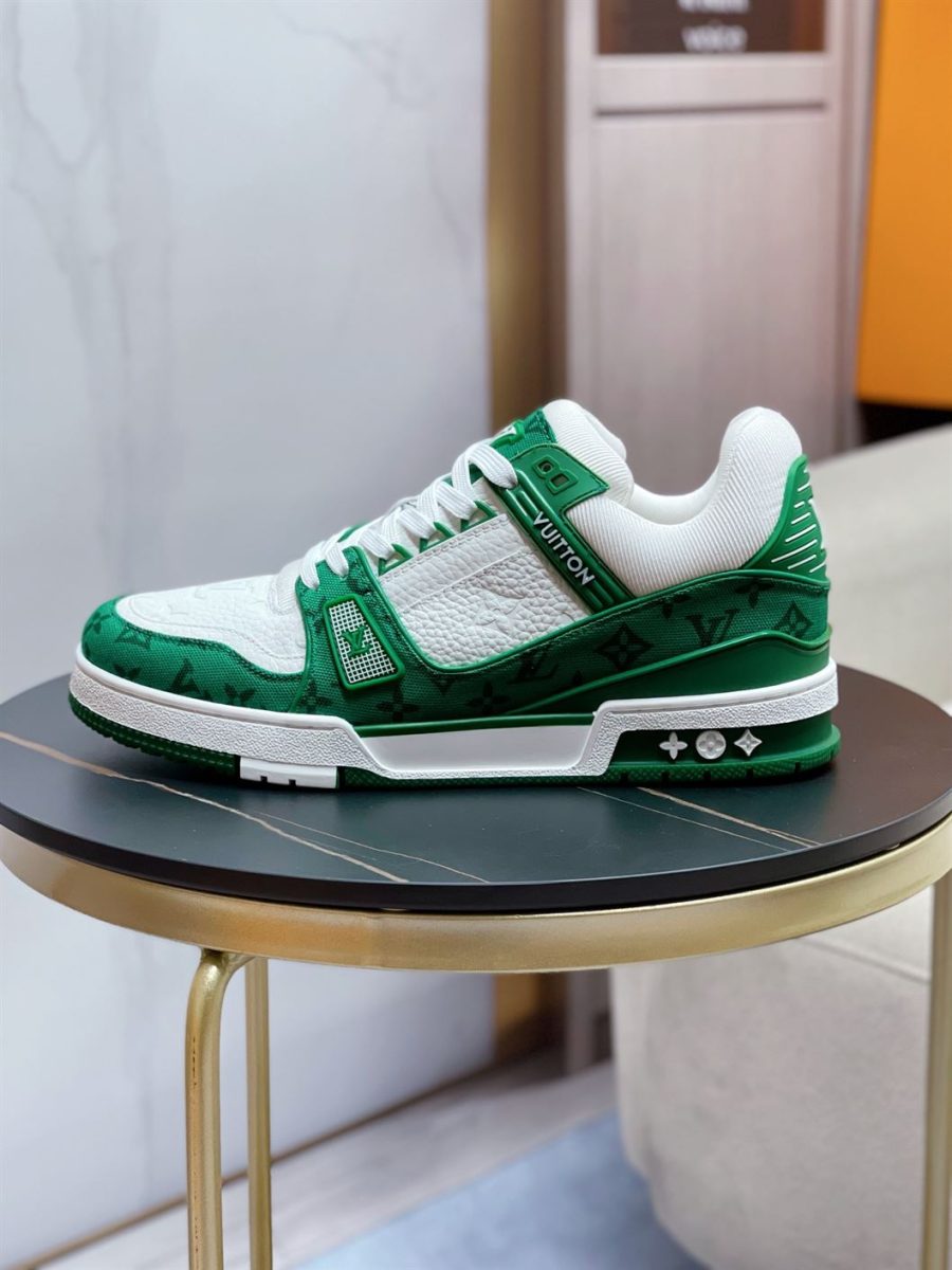 LOUIS VUITTON TRAINER MONOGRAM DENIM WHITE GREEN – LVS001