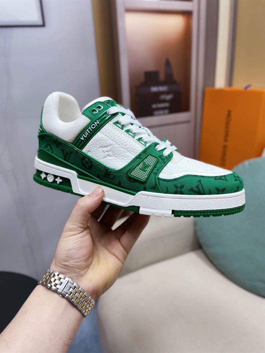 LOUIS VUITTON TRAINER MONOGRAM DENIM WHITE GREEN – LVS001