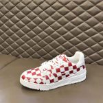 LOUIS VUITTON TRAINER SNEAKER RED WHITE DAMIER – LVS044