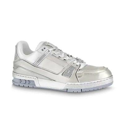 LOUIS VUITTON TRAINER SNEAKERS IN SILVER METALLIC CANVAS – LVS035