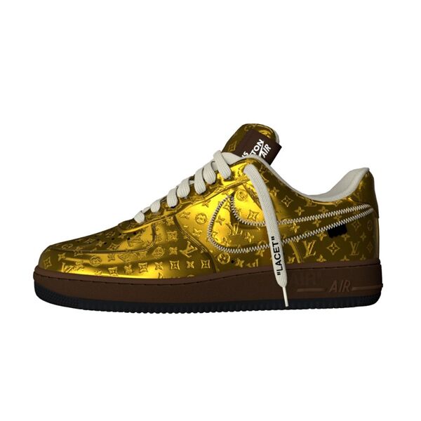 LOUIS VUITTON X NIKE AIR FORCE 1 LOW-TOP SNEAKERS IN GOLD – LVS114