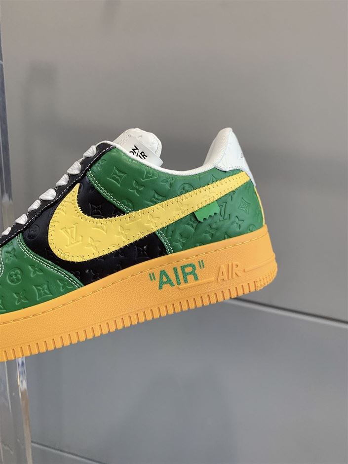LOUIS VUITTON X NIKE AIR FORCE 1 LOW-TOP SNEAKERS IN YELLOW AND GREEN – LVS108