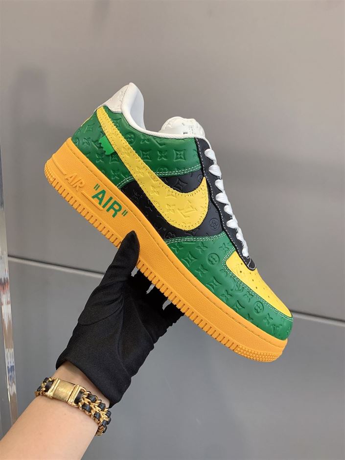 LOUIS VUITTON X NIKE AIR FORCE 1 LOW-TOP SNEAKERS IN YELLOW AND GREEN – LVS108