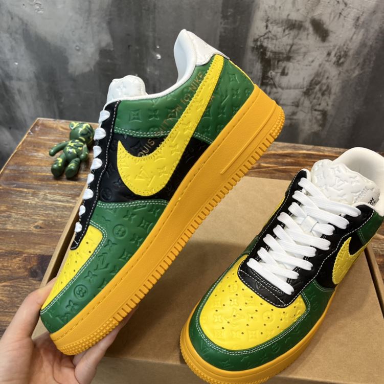 LOUIS VUITTON X NIKE AIR FORCE 1 LOW-TOP SNEAKERS IN YELLOW AND GREEN – LVS119