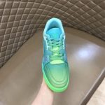 LOUIS VUITTTON TRAINER SNEAKERS IN GREEN GRAINED CALF LEATHER – LVS002