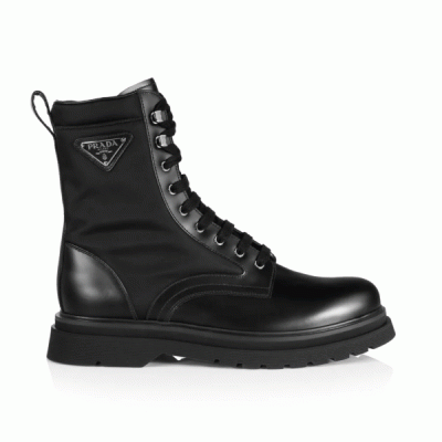 PRADA BRUSHED LEATHER AND NYLON BOOTS – PRS035