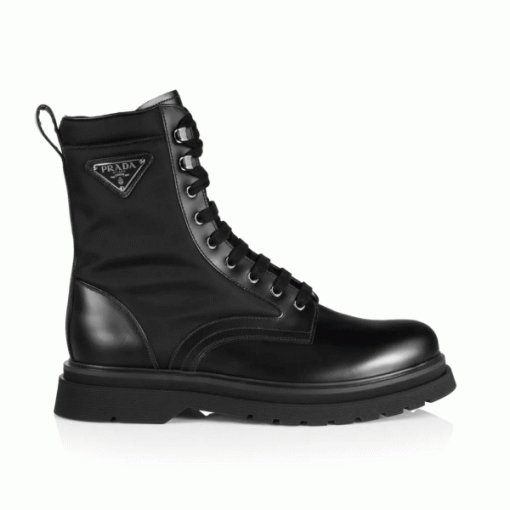 PRADA BRUSHED LEATHER AND NYLON BOOTS – PRS035