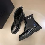 PRADA BRUSHED LEATHER AND NYLON BOOTS – PRS035