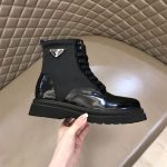 PRADA BRUSHED LEATHER AND NYLON BOOTS – PRS035