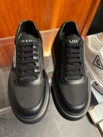 PRADA MACRO RE-NYLON AND BRUSHED LEATHER SNEAKERS – PRS055