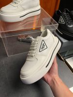 PRADA MACRO RE-NYLON AND BRUSHED LEATHER SNEAKERS – PRS056