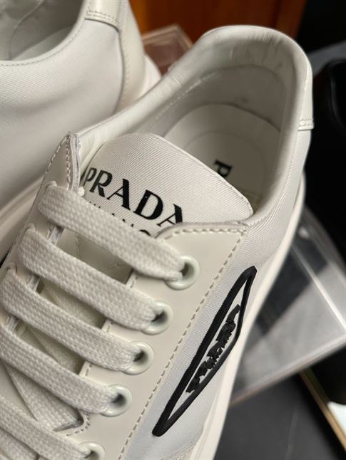 PRADA MACRO RE-NYLON AND BRUSHED LEATHER SNEAKERS – PRS056