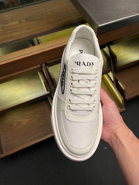 PRADA MACRO RE-NYLON AND BRUSHED LEATHER SNEAKERS – PRS056