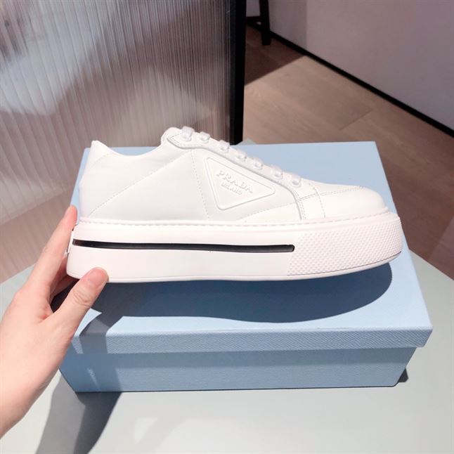 PRADA MACRO RE-NYLON AND BRUSHED LEATHER SNEAKERS – PRS057