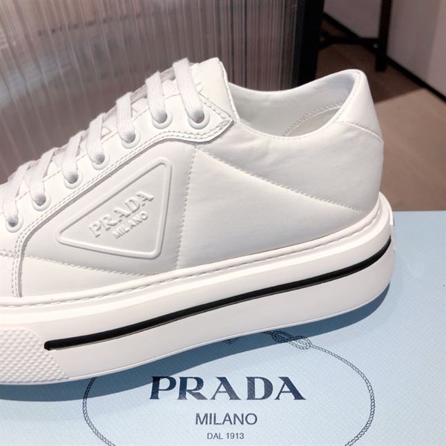 PRADA MACRO RE-NYLON AND BRUSHED LEATHER SNEAKERS – PRS057