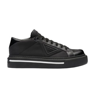 PRADA MACRO RE-NYLON AND BRUSHED LEATHER SNEAKERS – PRS058