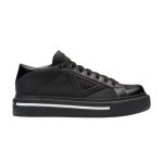 PRADA MACRO RE-NYLON AND BRUSHED LEATHER SNEAKERS – PRS058