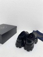 PRADA MONOLITH BRUSHED LEATHER AND NYLON LACE-UP SHOES – PRS068