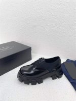 PRADA MONOLITH BRUSHED LEATHER AND NYLON LACE-UP SHOES – PRS068