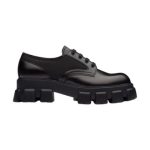 PRADA MONOLITH BRUSHED LEATHER AND NYLON LACE-UP SHOES – PRS068