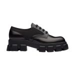 PRADA MONOLITH BRUSHED LEATHER AND NYLON LACE-UP SHOES – PRS068