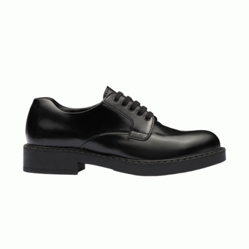 PRADA MONOLITH BRUSHED LEATHER DERBY SHOES – PRS038