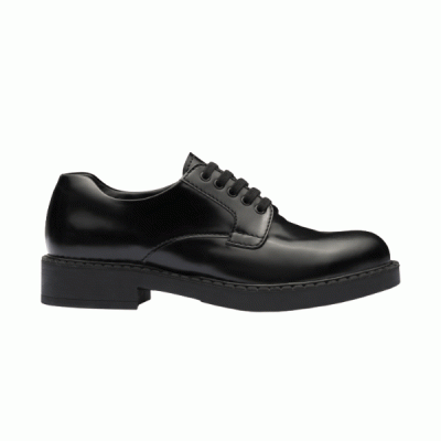 PRADA MONOLITH BRUSHED LEATHER DERBY SHOES – PRS038