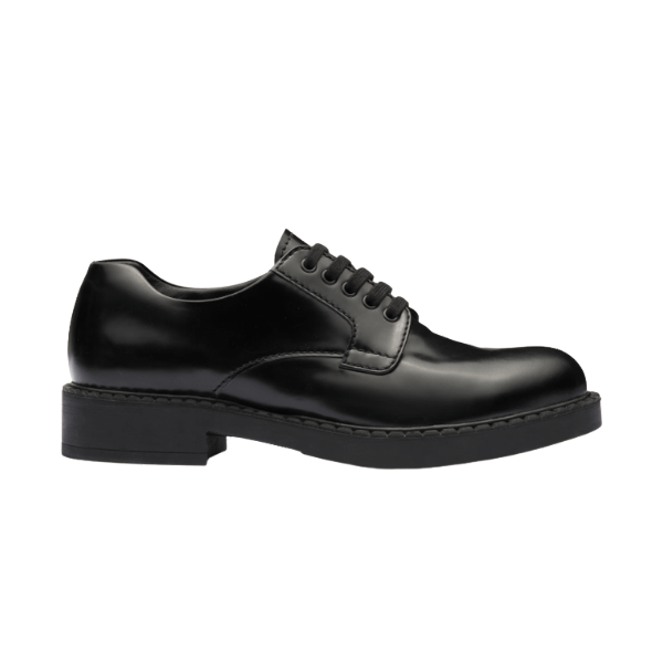 PRADA MONOLITH BRUSHED LEATHER DERBY SHOES – PRS038