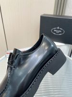PRADA MONOLITH BRUSHED LEATHER LACE-UP SHOES – PRS039