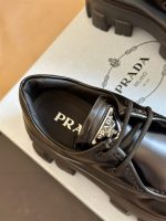 PRADA MONOLITH BRUSHED LEATHER LACE-UP SHOES – PRS059