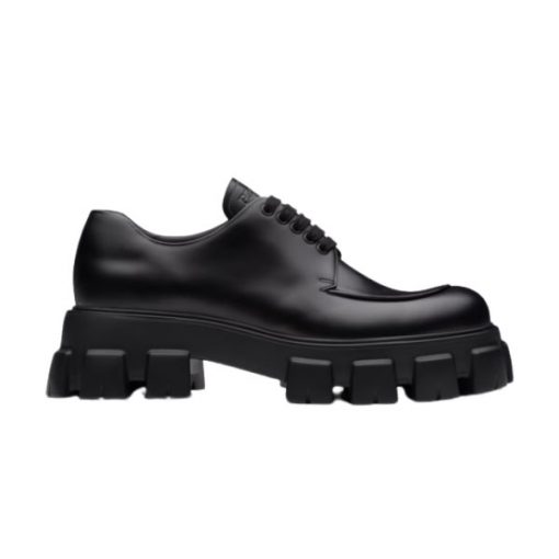 PRADA MONOLITH BRUSHED LEATHER LACE-UP SHOES – PRS060