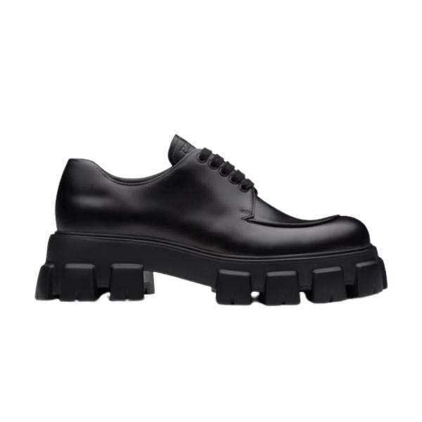 PRADA MONOLITH BRUSHED LEATHER LACE-UP SHOES – PRS060