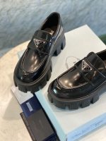PRADA MONOLITH BRUSHED LEATHER LOAFERS – PRS034
