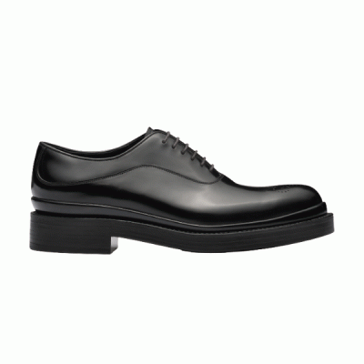 PRADA MONOLITH BRUSHED LEATHER OXFORD SHOES – PRS040