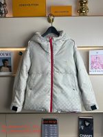 Gucci Official Website Cream Full-Print GG Hooded Jacket Down Coat White Duck Down-P450