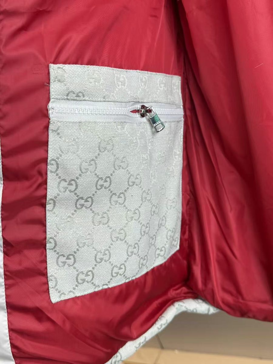 Gucci Official Website Cream Full-Print GG Hooded Jacket Down Coat White Duck Down-P450